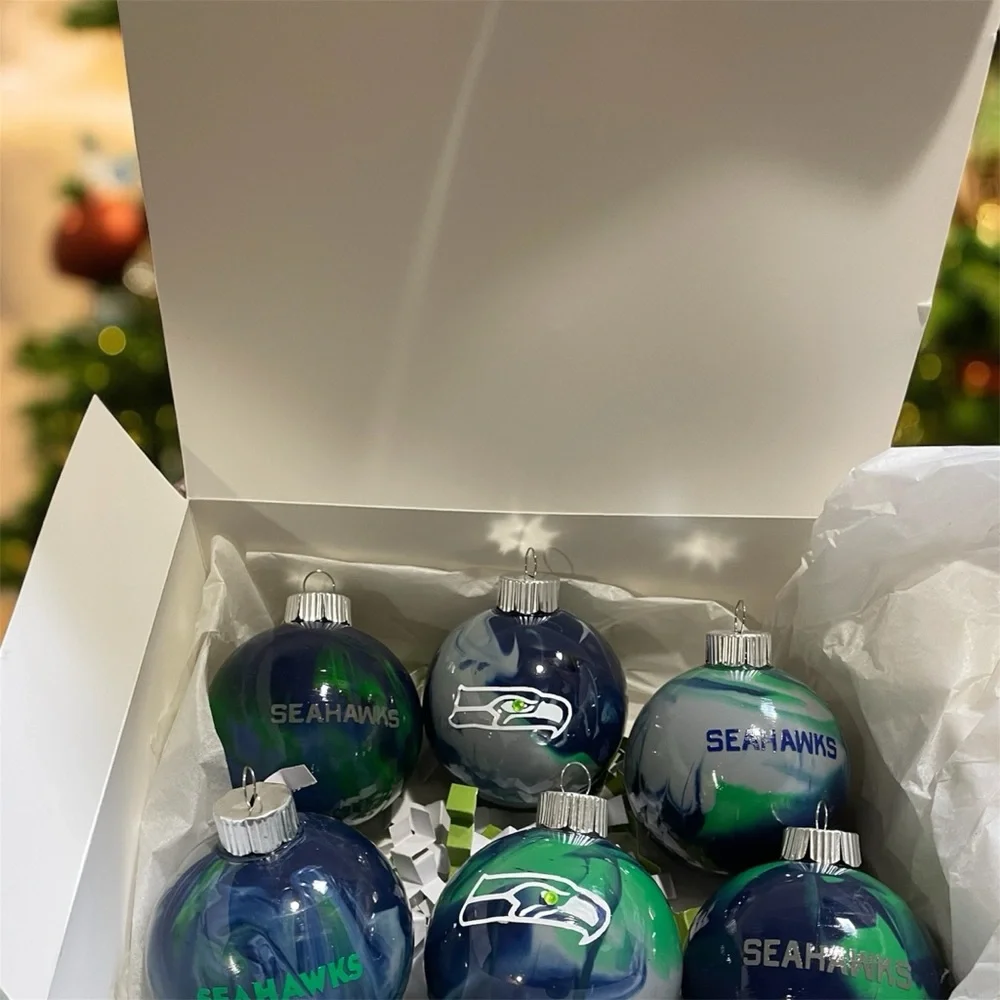 Seattle Seahawks Holiday Ornament Set - Blue and Green - Picture 1 of 6